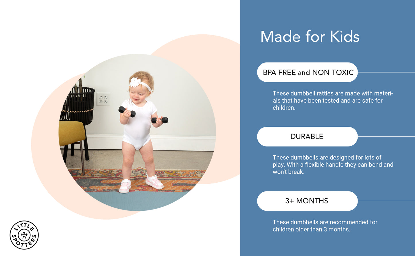 Little Spotters Black Dumbbell Rattle Set