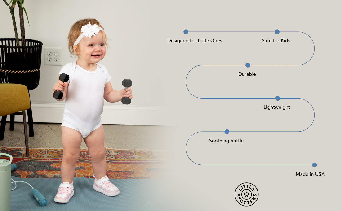 Little Spotters Black Dumbbell Rattle Set